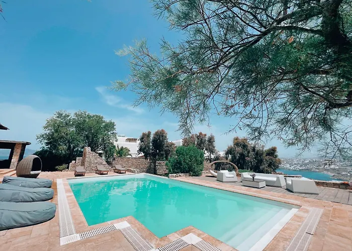 Dreamy Boho 5Bed Villa With Pool And Ocean View Mykonos Town